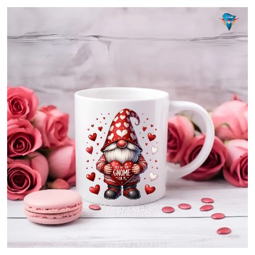 Fehér bögre - Valentin napi mintával  #005