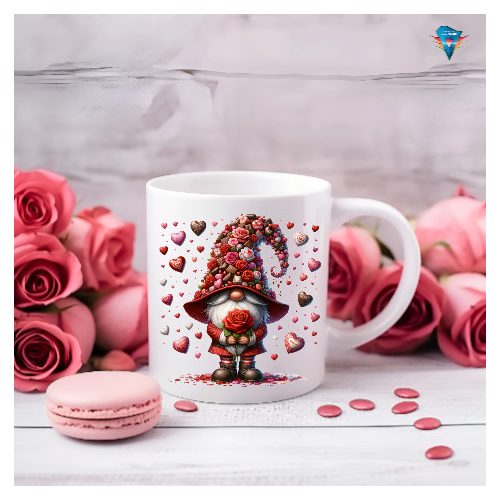 Fehér bögre - Valentin napi mintával  #003