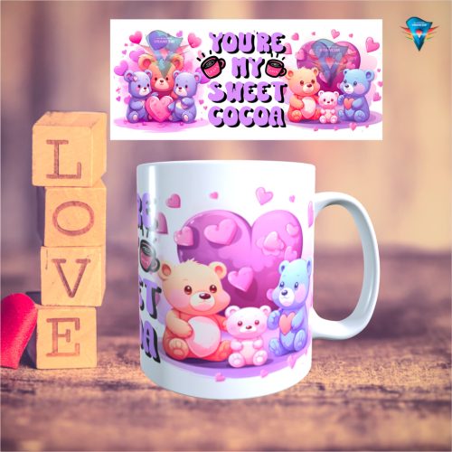 Fehér bögre - Valentin napi mintával #017