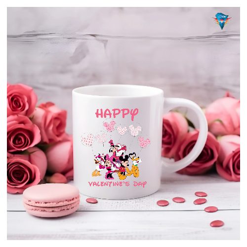 Fehér bögre - Valentin napi mintával #011