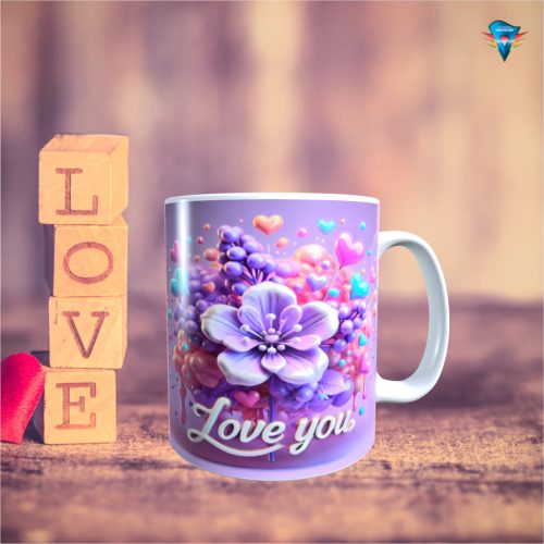 Fehér bögre - Valentin napi mintával #029