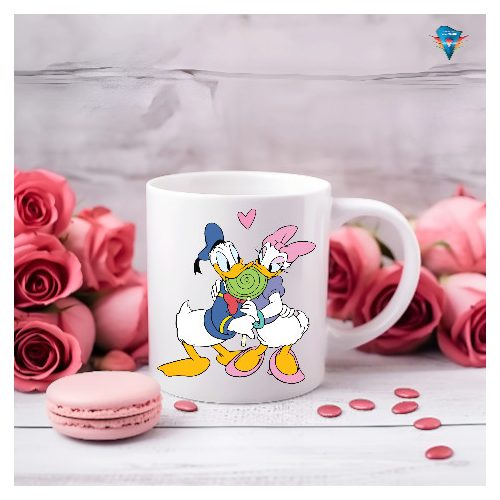 Fehér bögre - Valentin napi mintával #009