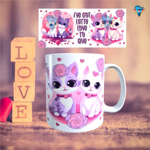 Fehér bögre - Valentin napi mintával #019