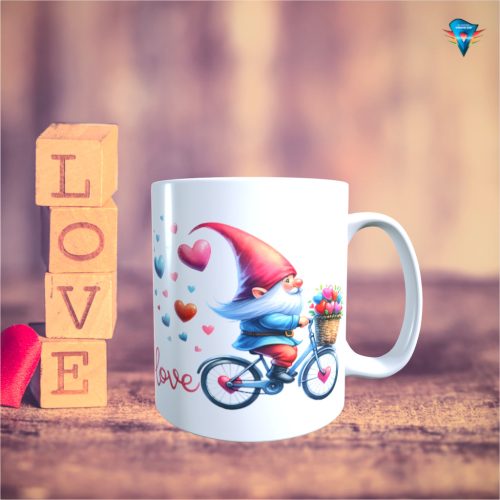 Fehér bögre - Valentin napi mintával #034