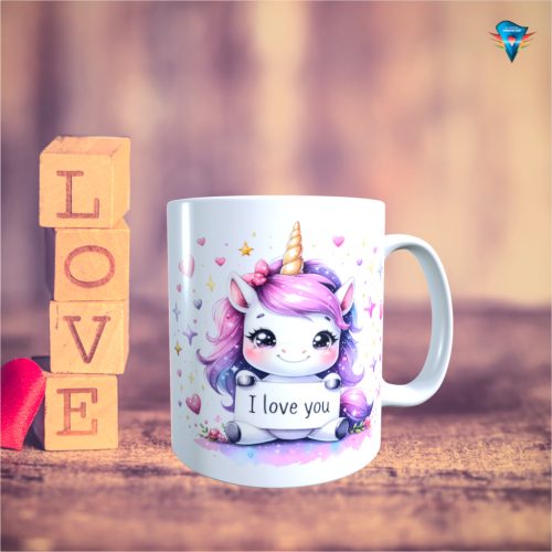 Fehér bögre - Valentin napi mintával #016