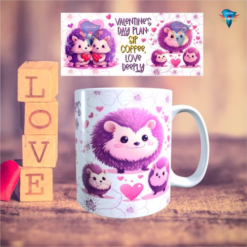 Fehér bögre - Valentin napi mintával #018