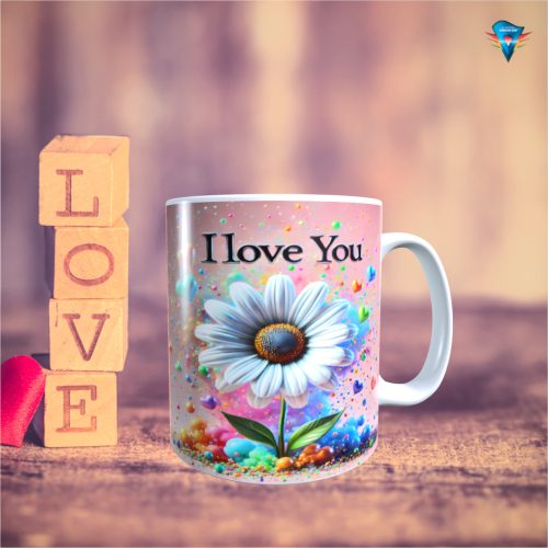 Fehér bögre - Valentin napi mintával #027