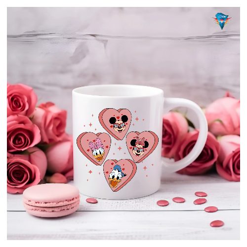 Fehér bögre - Valentin napi mintával #013