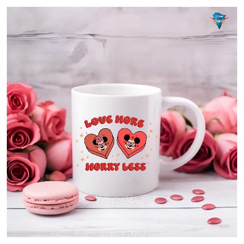 Fehér bögre - Valentin napi mintával #012