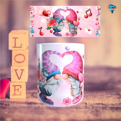 Fehér bögre - Valentin napi mintával #025