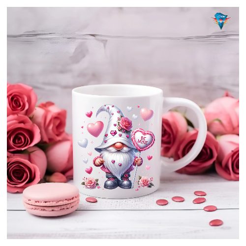 Fehér bögre - Valentin napi mintával  #006