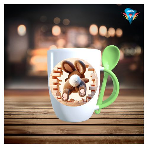 Húsvéti kanalas bögre színes belsővel és füllel#005