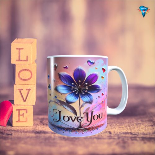 Fehér bögre - Valentin napi mintával #028