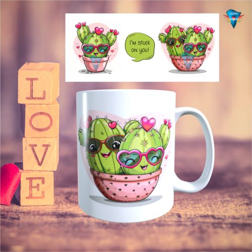 Fehér bögre - Valentin napi mintával #024