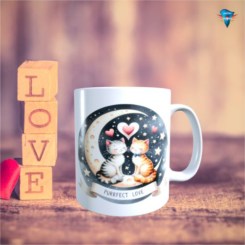 Fehér bögre - Valentin napi mintával #033