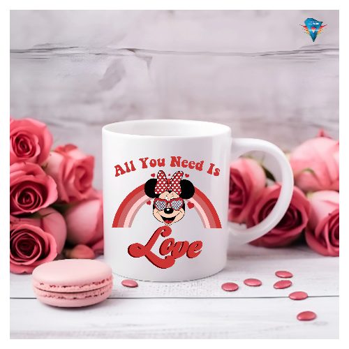 Fehér bögre - Valentin napi mintával  #004