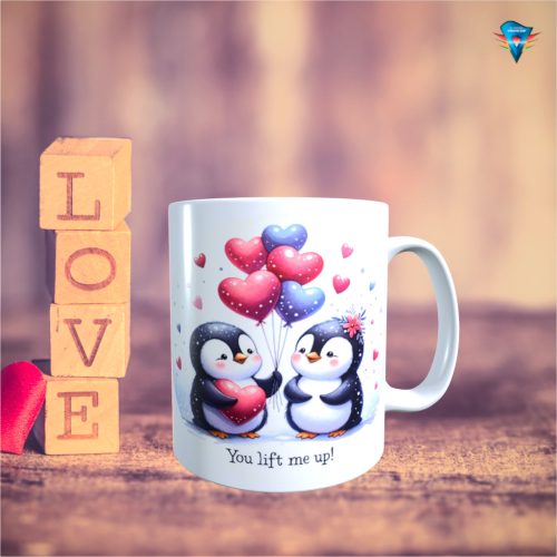 Fehér bögre - Valentin napi mintával #037