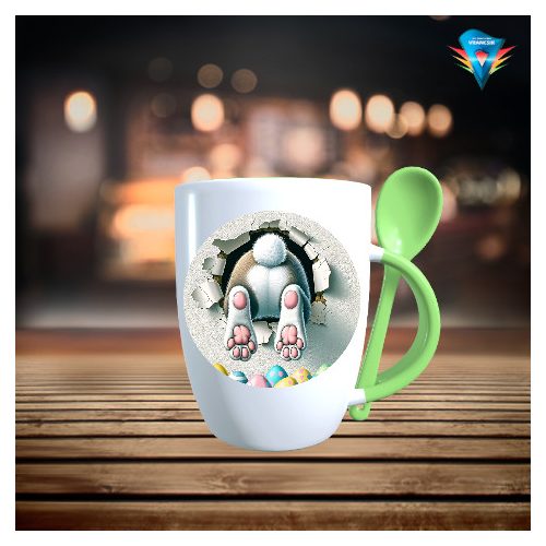 Húsvéti kanalas bögre színes belsővel és füllel#004