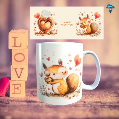 Fehér bögre - Valentin napi mintával #022