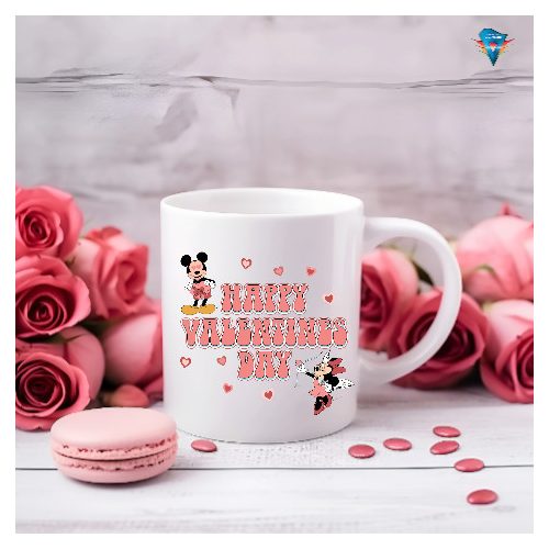 Fehér bögre - Valentin napi mintával #014